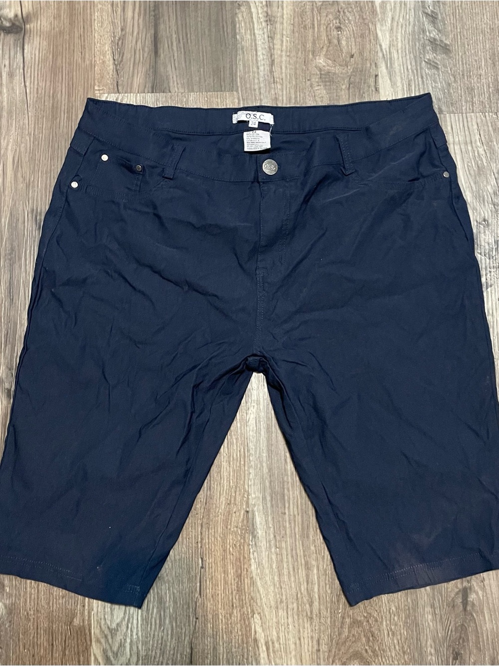 Women Navy Flat Front summer Shorts size 24 pre-owned